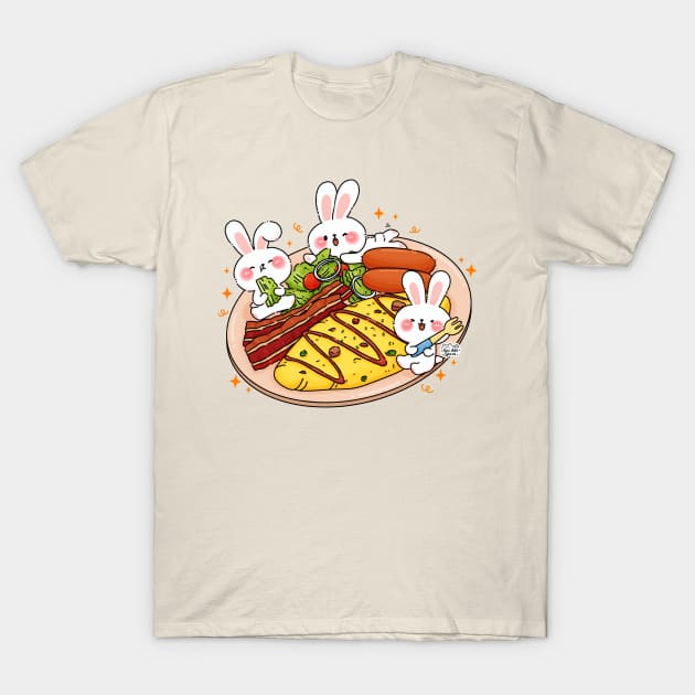 Three Bunnies Breakfast T-Shirt by Nas.ArtSpace